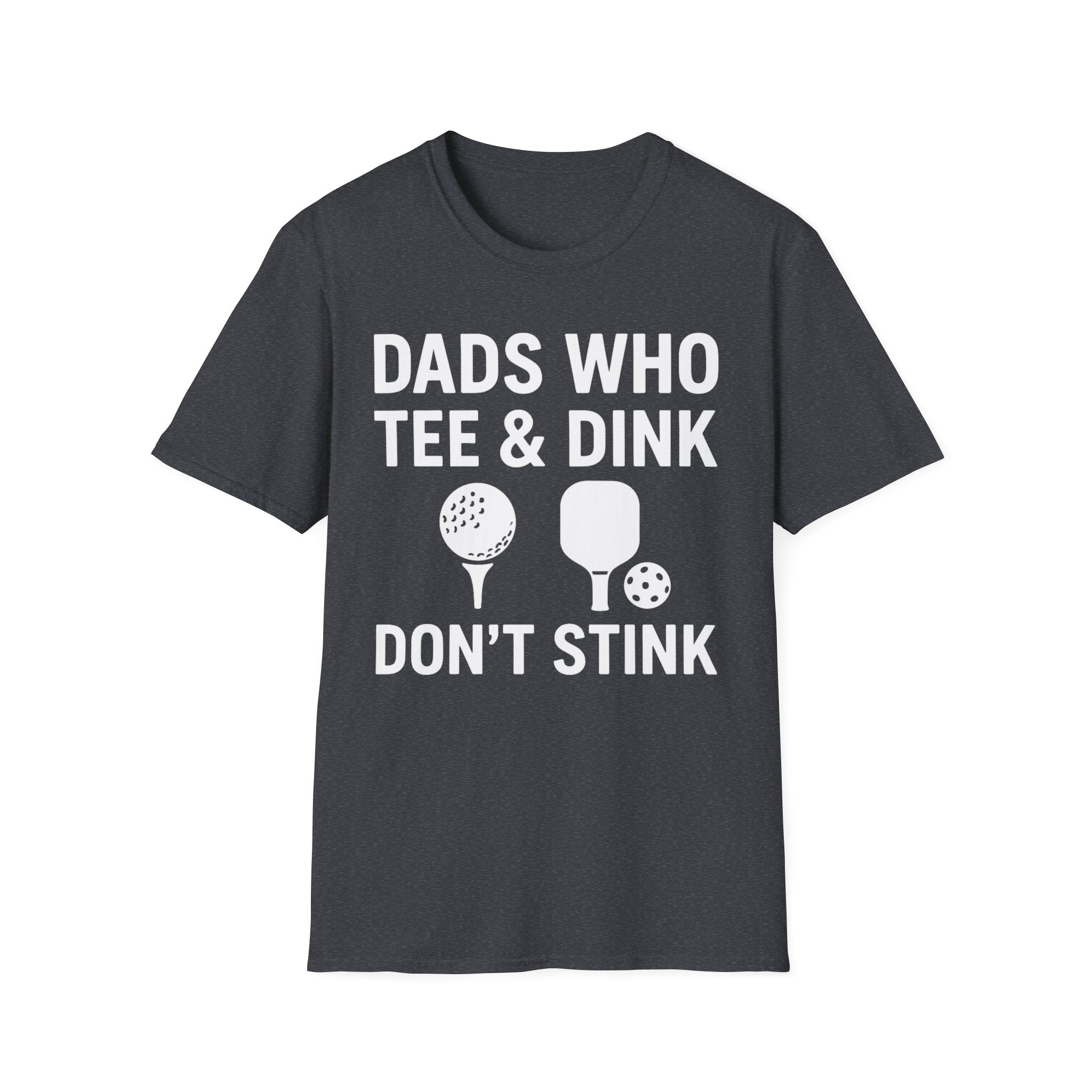 Dads Who Tee & Dink T-Shirt, Pickleball & Golf, Unisex Softstyle Tee, Father's Day Apparel, Golfer Humor Shirt, Casual Wear
