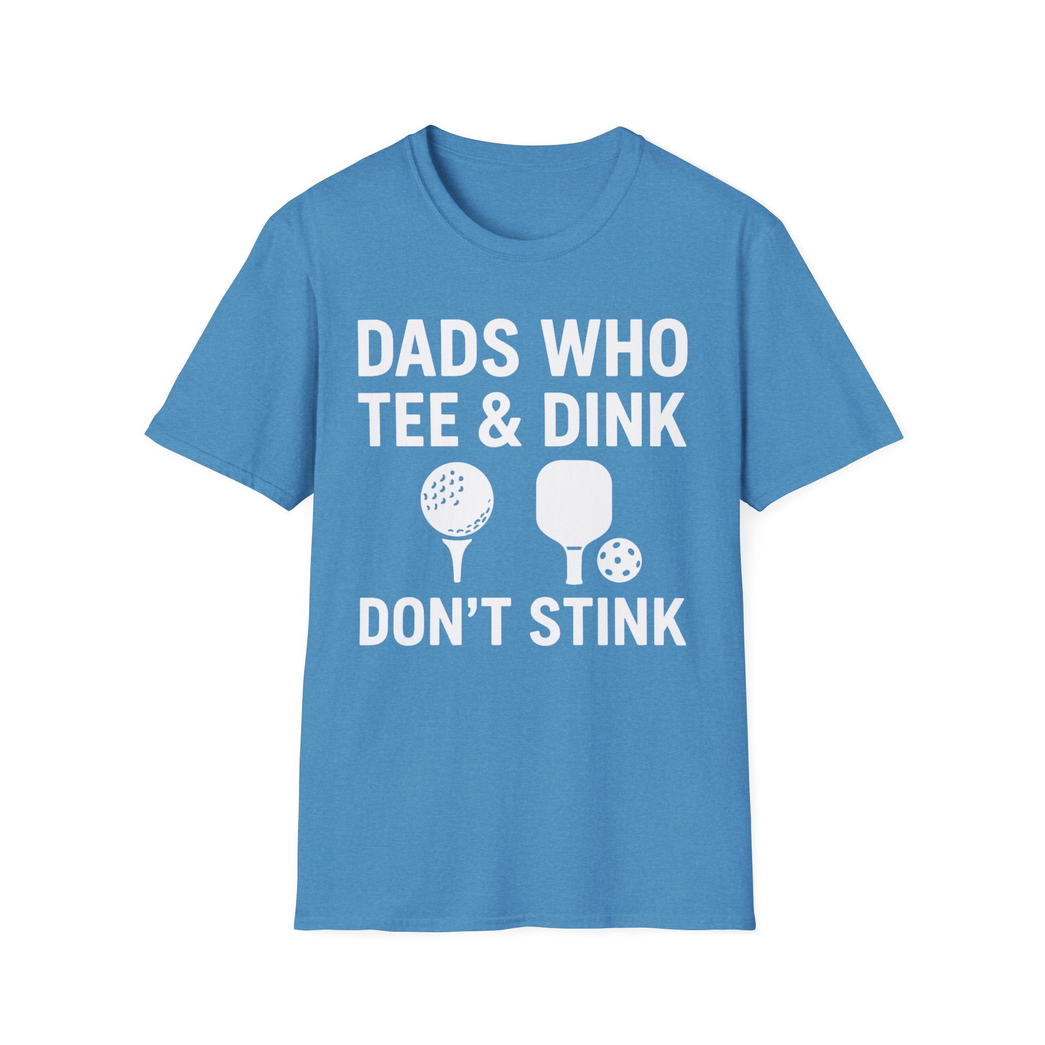 Dads Who Tee & Dink T-Shirt, Pickleball & Golf, Unisex Softstyle Tee, Father's Day Apparel, Golfer Humor Shirt, Casual Wear