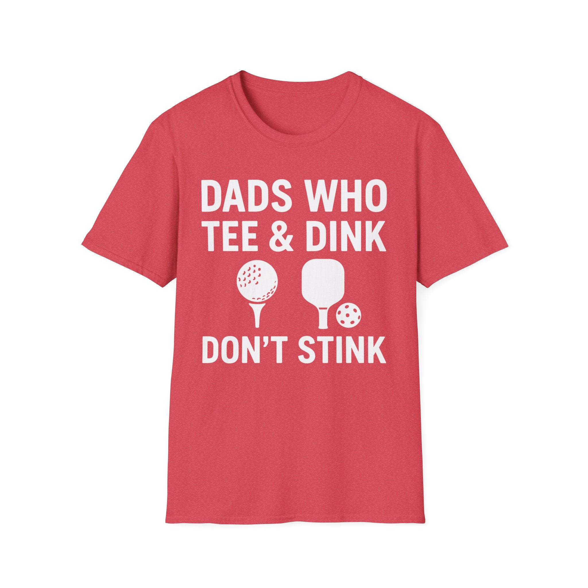 Dads Who Tee & Dink T-Shirt, Pickleball & Golf, Unisex Softstyle Tee, Father's Day Apparel, Golfer Humor Shirt, Casual Wear