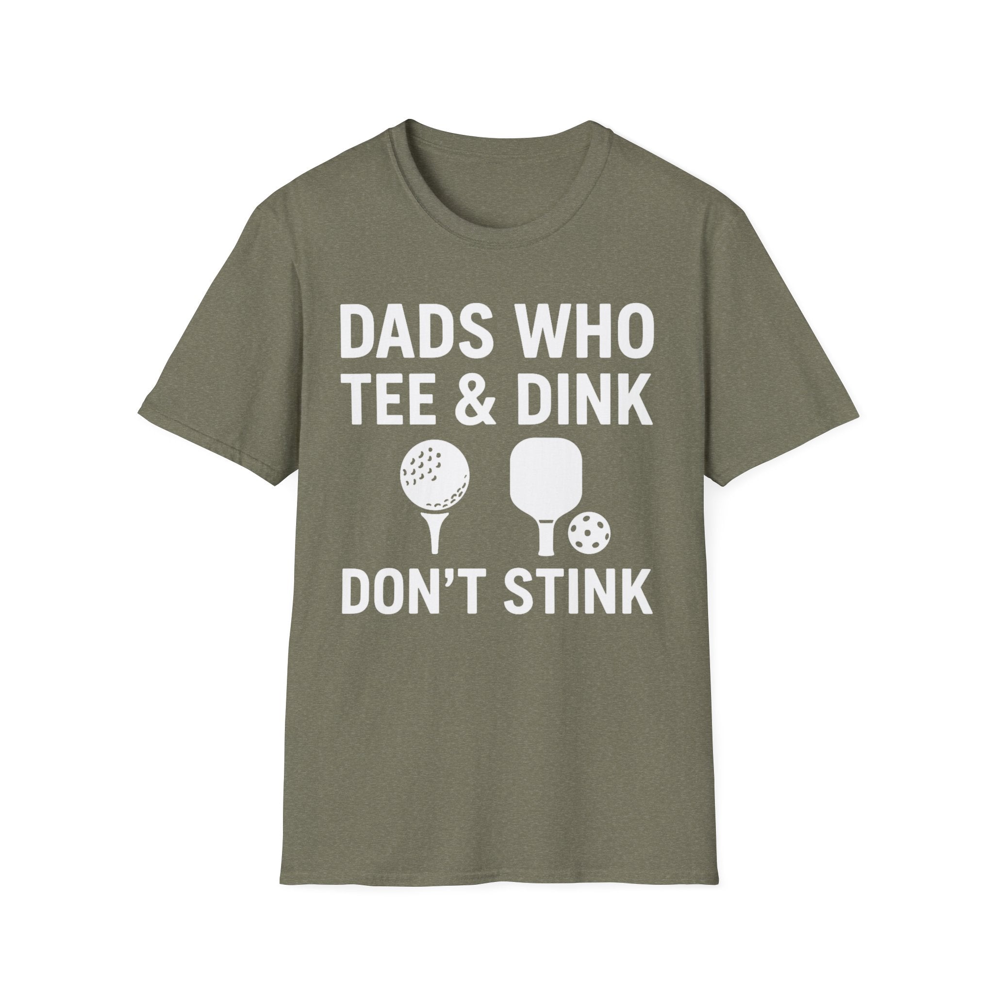 Dads Who Tee & Dink T-Shirt, Pickleball & Golf, Unisex Softstyle Tee, Father's Day Apparel, Golfer Humor Shirt, Casual Wear