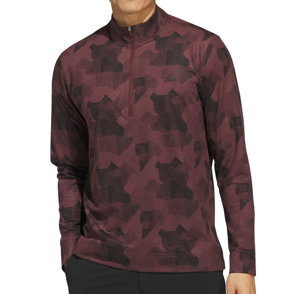 Adidas Go-To Printed Quarter-Zip Pullover – Lightweight Performance Golf Layer for Men
