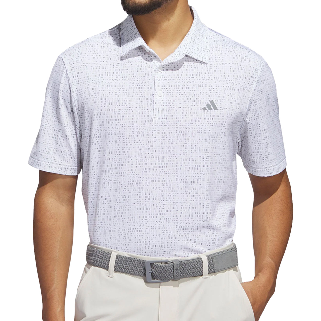 Adidas Men's Ultimate365 Power Grid Print Golf Polo Shirt – Moisture-Wicking, Stretch Performance