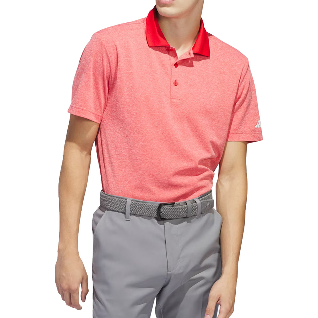 Adidas Adi Performance Heathered Polo Golf Shirt – Moisture-Wicking, Stretch Fabric