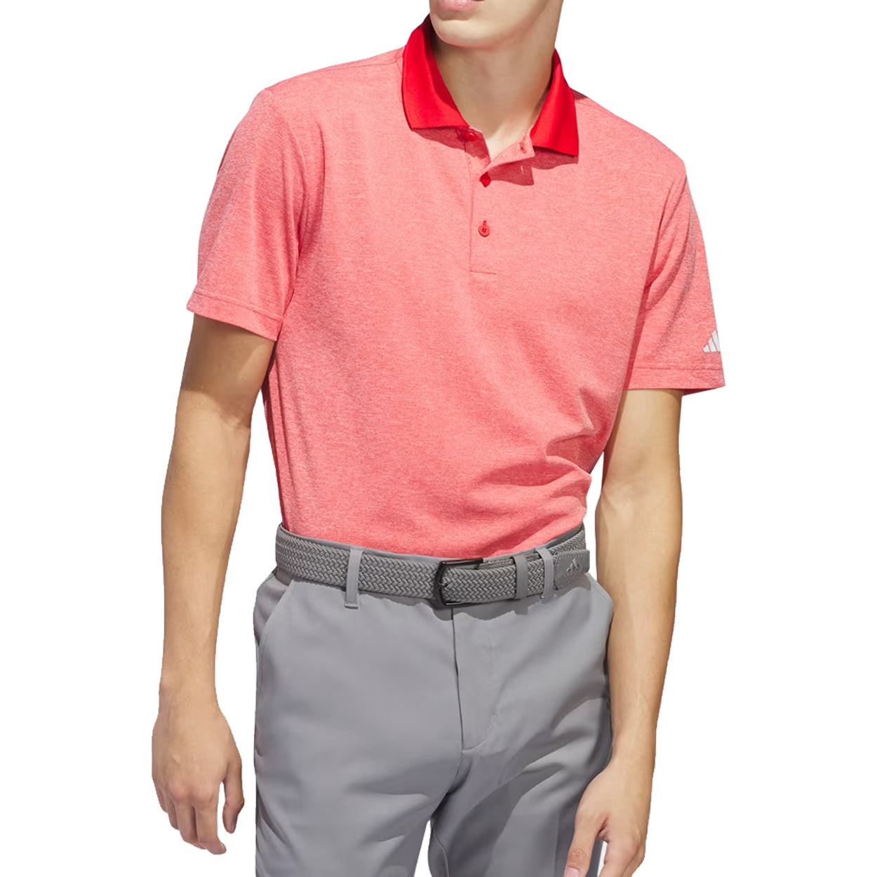 Adidas Adi Performance Heathered Polo Golf Shirt – Moisture-Wicking, Stretch Fabric