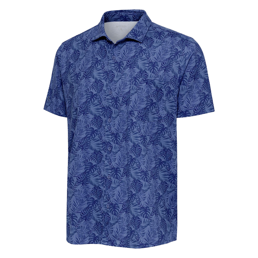 Antigua Men's Tampa Textured Performance Button Down Shirt - Moisture Wicking
