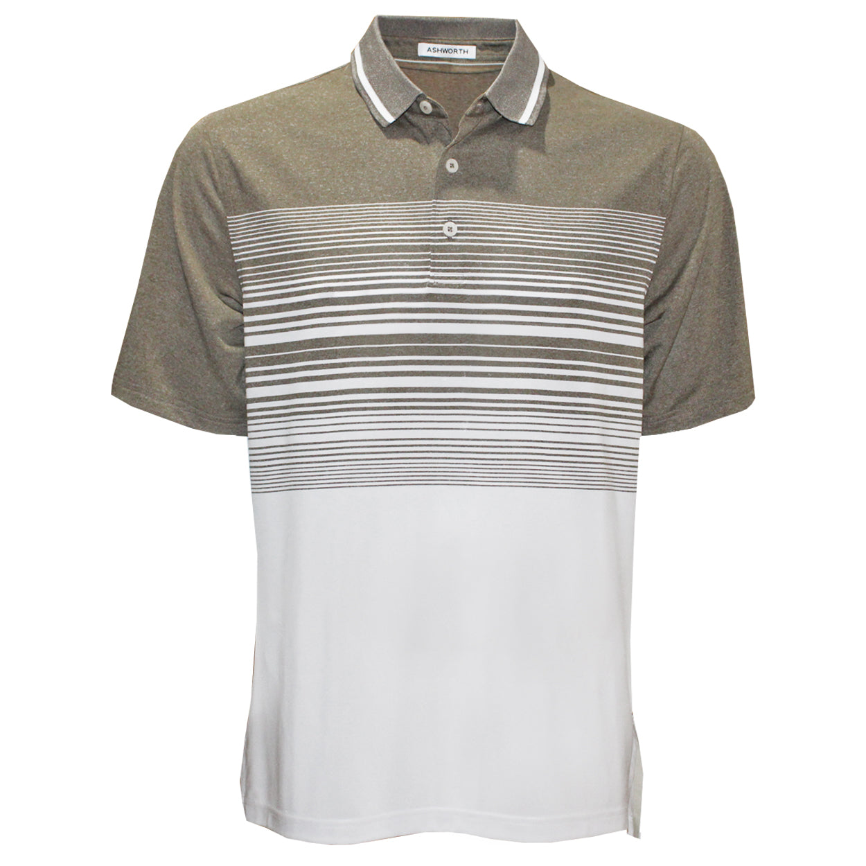 Ashworth Men's Pippi Front Stripe Polo Golf Shirt – Performance Moisture-Wicking Golf Top