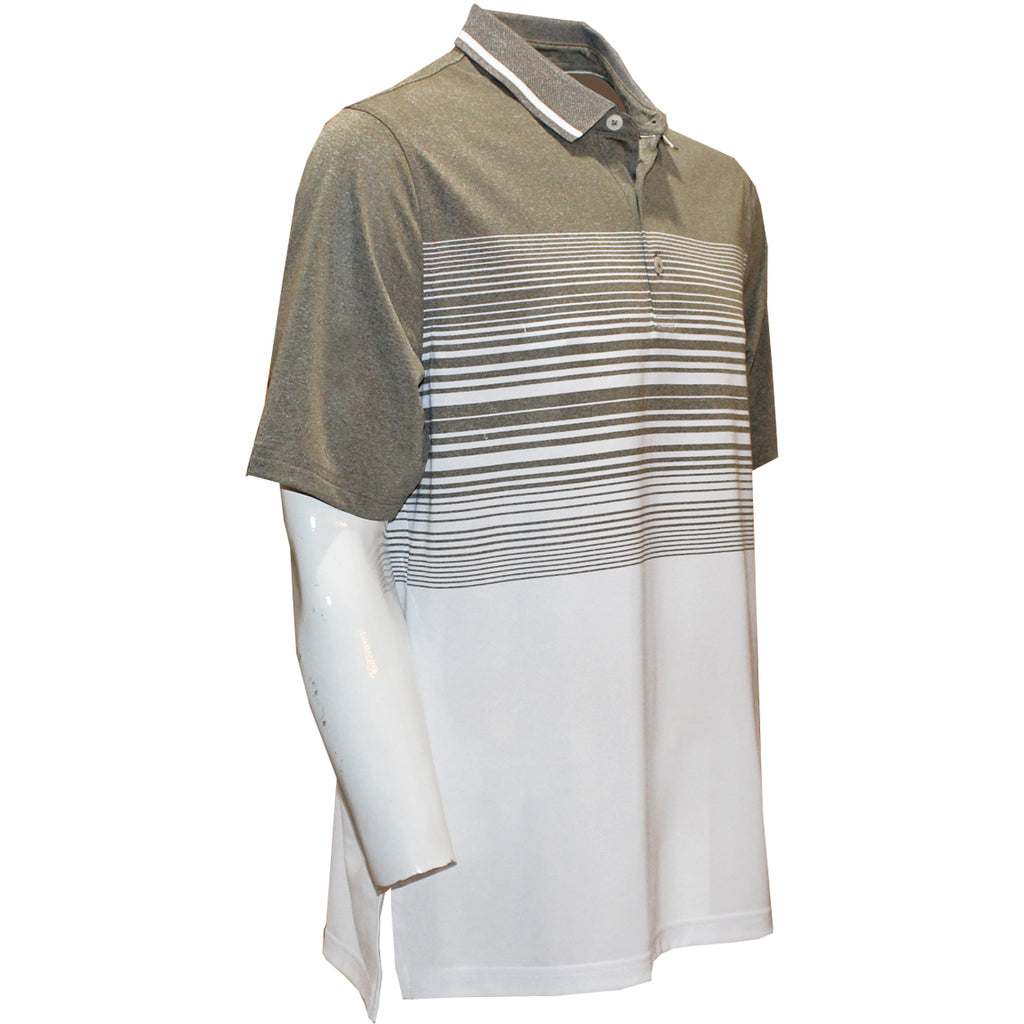 Ashworth Men's Pippi Front Stripe Polo Golf Shirt – Performance Moisture-Wicking Golf Top