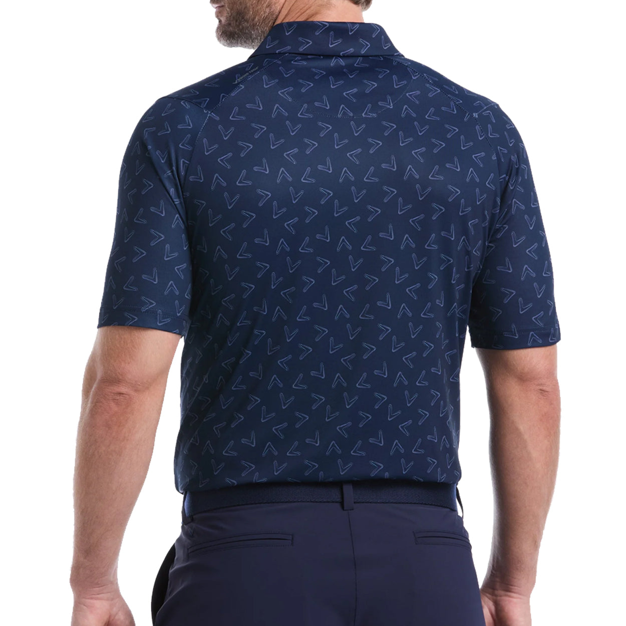 Callaway Men's All-Over Chevron Printed Short Sleeve Golf Polo –Moisture Wicking, Stretch Fabric