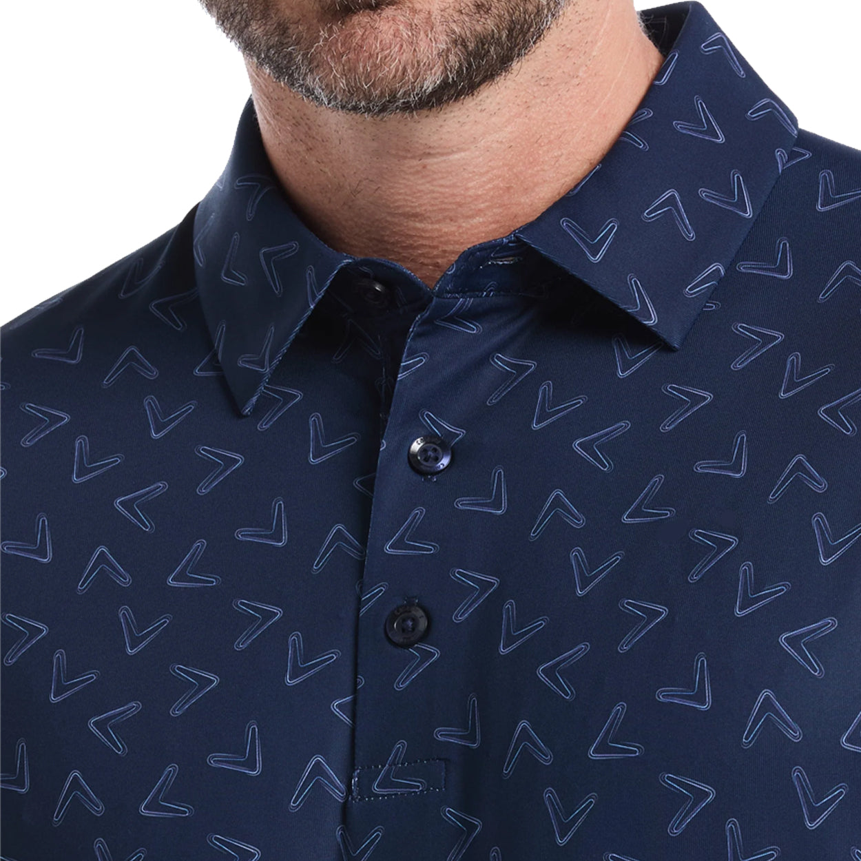 Callaway Men's All-Over Chevron Printed Short Sleeve Golf Polo –Moisture Wicking, Stretch Fabric
