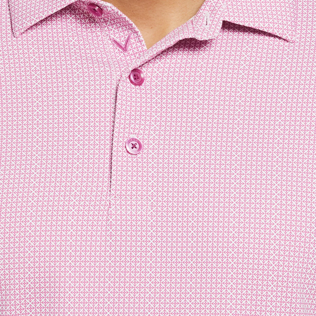 Callaway Men's Foulard Printed Short Sleeve Golf Polo – Moisture Wicking Performance Shirt