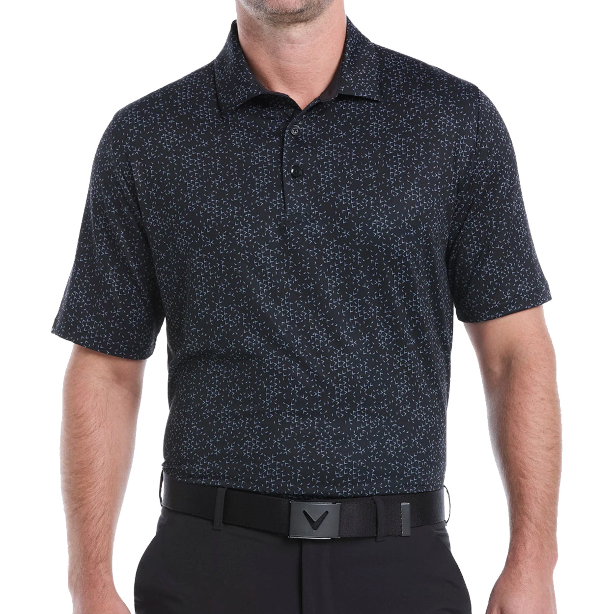 Callaway Men's All-Over Mini Chevron Printed Golf Polo –Moisture Wicking, Stretch Fabric