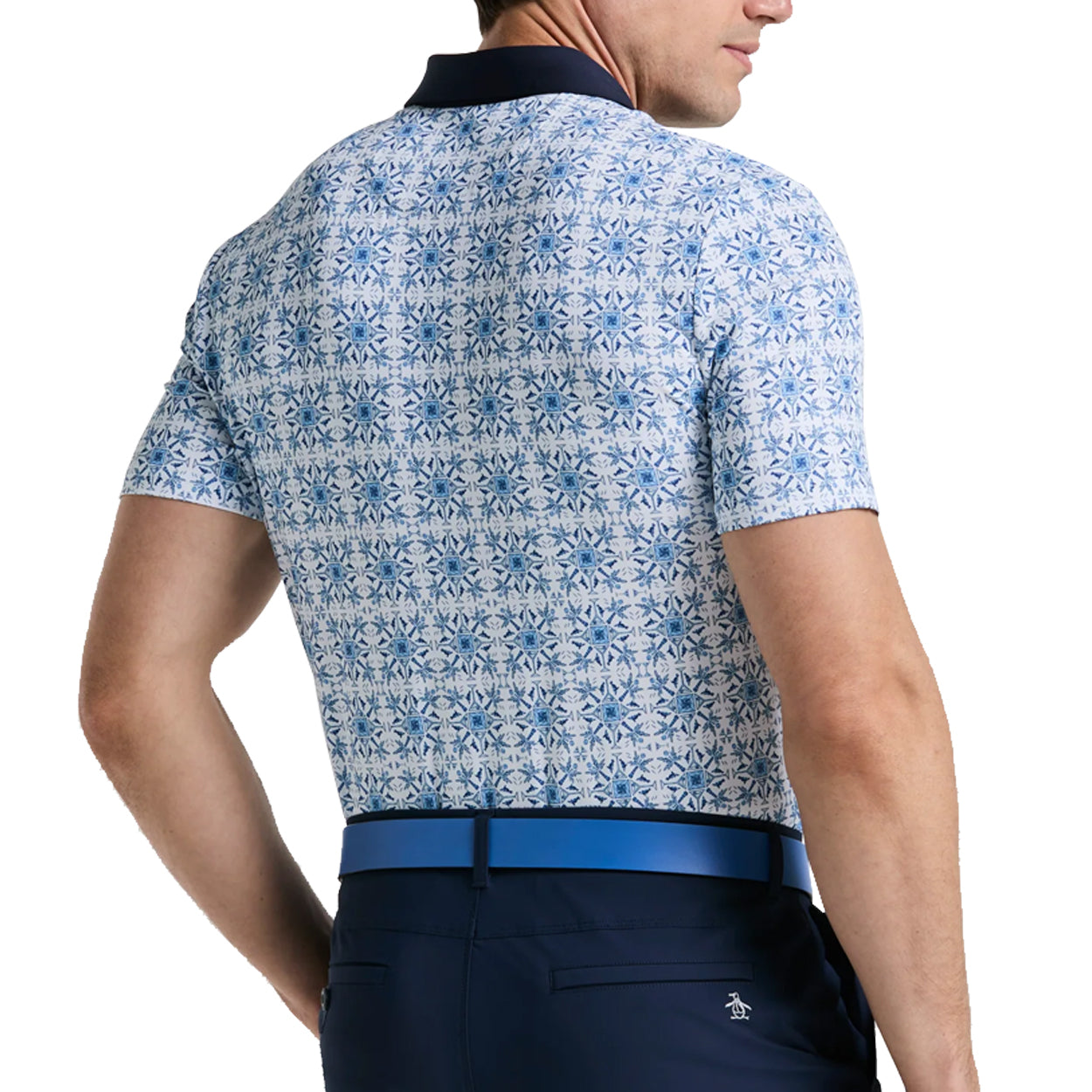 Original Penguin Men’s All-Over Cocktail Windowpane Print Golf Polo Shirt