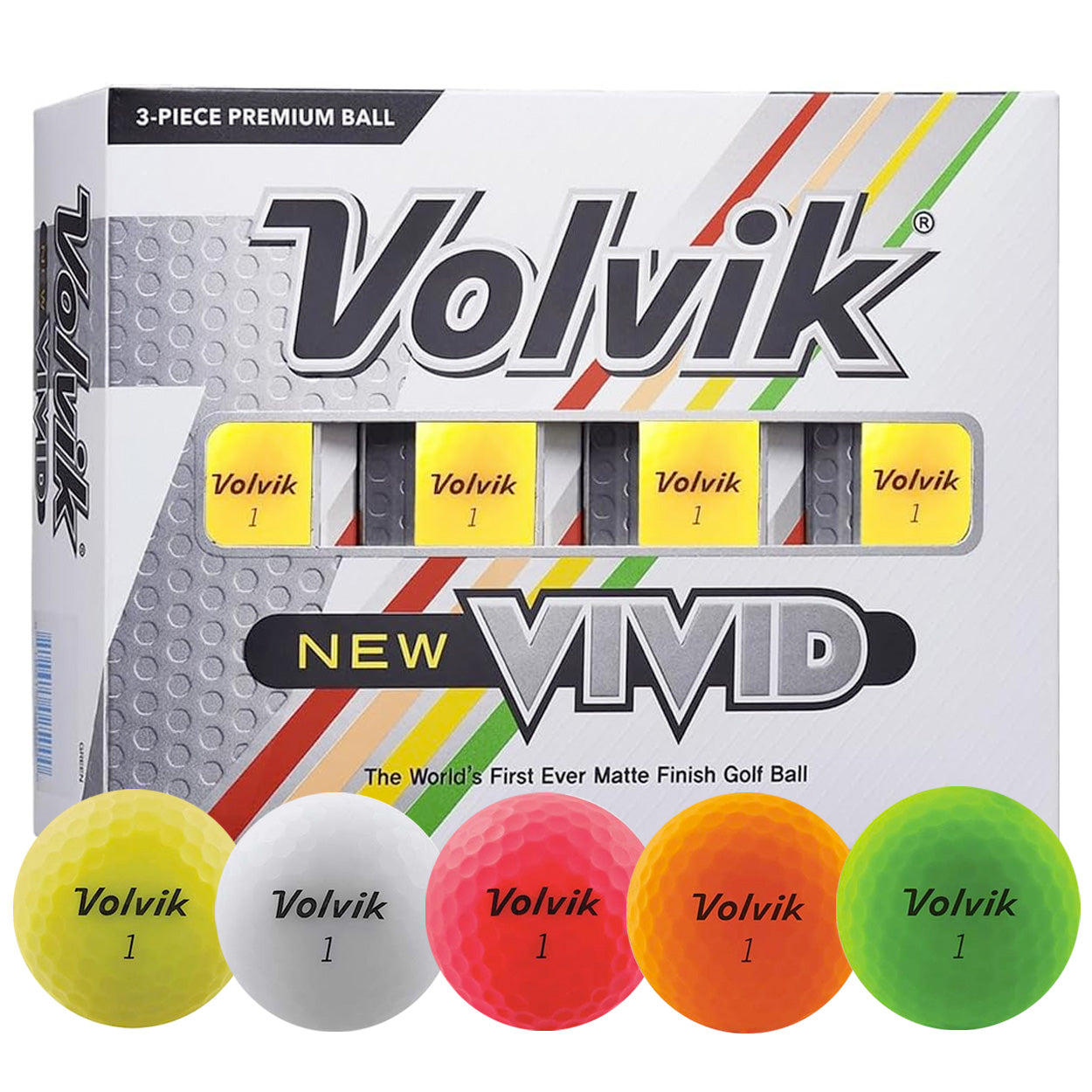 Volvik New Vivid Matte Finish Golf Balls (24 Balls - New - Retail Package)