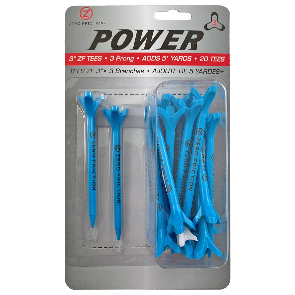 Zero Friction Power3 Plastic 3-Prong 3" Golf Tees (20 pieces)